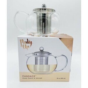 Pinky Up Candace Glass Teapot & Metal Infuser 28oz Capacity Loose Leaf Blooming